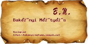 Bakányi Mátyás névjegykártya